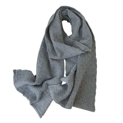 Autumn and winter warm pure color thick wool knitted scarf ins Korean version of simple scarf