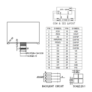 COG + FPC 128x64 puntos ST7565R Módulo de pantalla LCD gráfico monocromático - Product Image 4