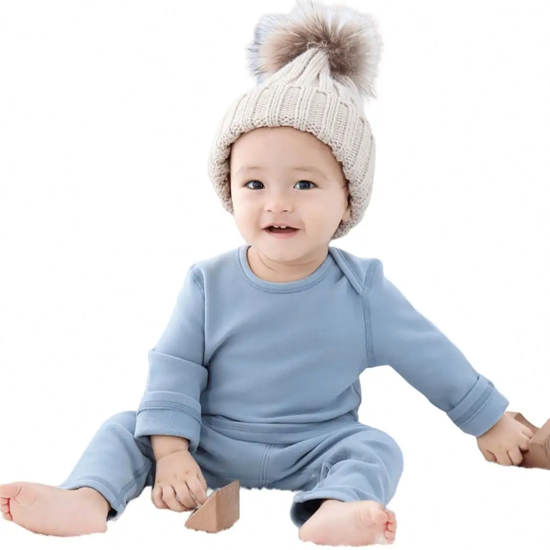 بيع بالجملة من المصنع MOQ منخفضة لون أبيض أزرق سادة ملابس أطفال ناعمة خامة قطنية لملابس الأطفال