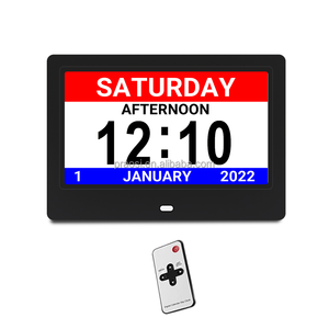 Rot Weiß Blau Farbe Extra großes <span class=keywords><strong>Display</strong></span> AM PM 25 Alarme 7 8 10 12 15 Zoll Digitaler Kalender Tages uhr für Seh behinderung