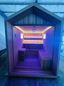 Crafted From Red Cedar Barrel Outdoor Sauna Room With Dry Steam Health Spa Pine and Computer Control Panels With <strong>LED</strong> Light. - Product Image 6