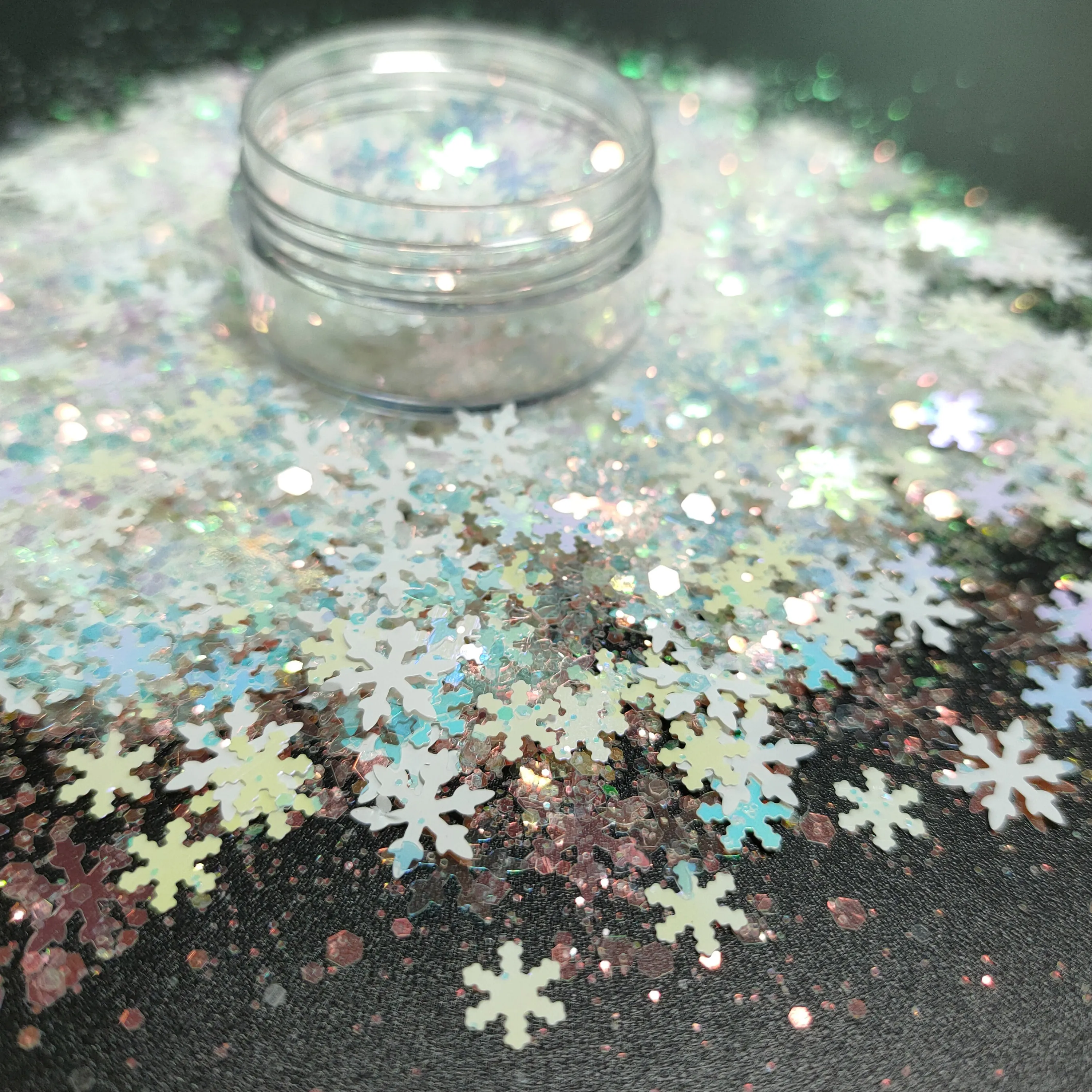 Glitter arcobaleno a forma di fiocco di neve glitter decorazioni natalizie Glitter per decorazioni per festival