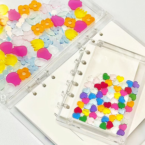 A5/A7 <strong>Colorful</strong> Cartoon Heart Floral Design Acrylic Visible DIY Transparent Quicksand Loose-leaf <strong>Note</strong> Book Loose-leaf <strong>Notebooks</strong> - Product Image 1