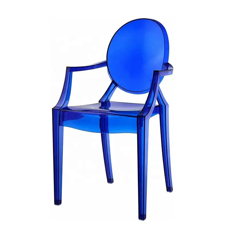 Transparent Blue Color Modern Acrylic Stacking Kitchen And Dining Room Arm Resin Ghost Chairs For Wedding Using