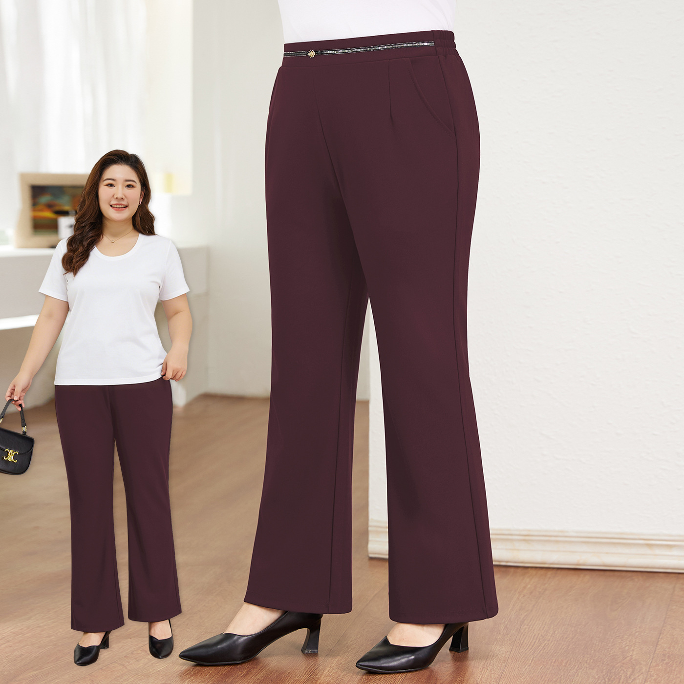 Pantalon de tailleur rouge grande taille pour le bureau
