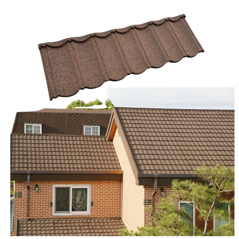 Заводская цена, популярный материал крыши, соединенная форма 0,5 мм, толщина кирпича красного цвета, каменная покрытая песком металлическая черепичная крыша
