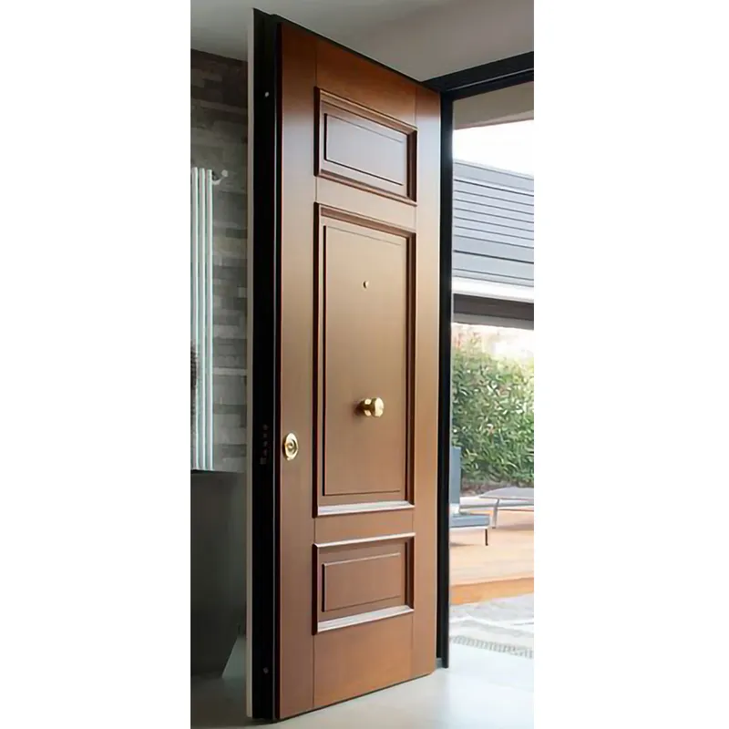 Puertas exteriores modernas Puertas de entrada delanteras Diseño de puertas dobles delanteras de madera de teca simple