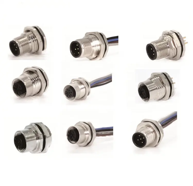 High quality waterproof electrical wiring connectors M12 2 3 4 5 6 8 pins contacts male m12 connector 8 pin code a