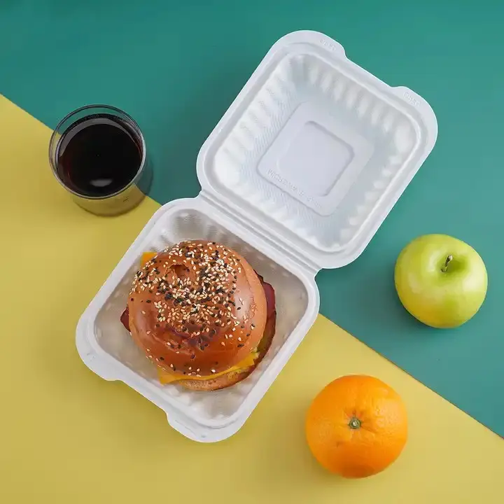 Benutzer definierte umwelt freundliche Brotdose Clam shell Einweg-Lebensmittel behälter zum Mitnehmen Biologisch abbaubare Clamshell-Hamburger box