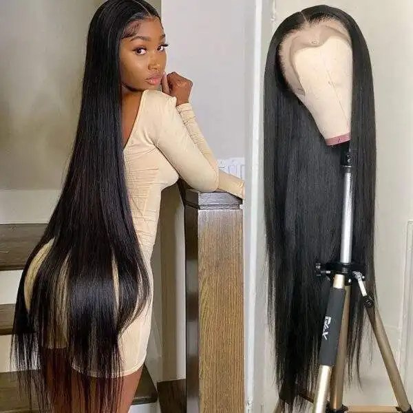 30 32 34 36 38 40 50 inch Perucas Dianteiras Do Laço Do Cabelo Humano Para As Mulheres Negras Onda Profunda Em Linha Reta Kinky Curly Virgin Raw Indian Cabelo Perucas