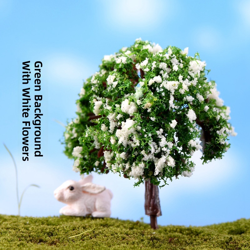 Green background-white flowers