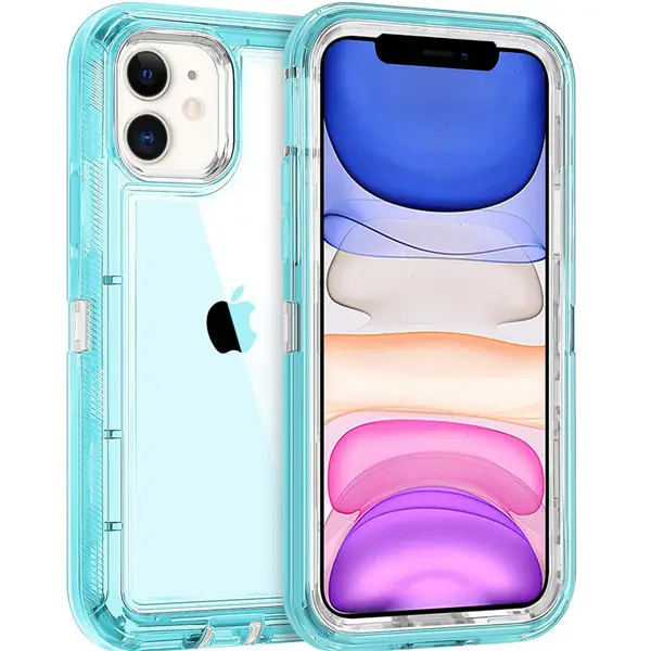 Capa armadura transparente 3 em 1, à prova de choque híbrido, para iphone 13 pro max, iphone 12 11 samsung s21 s20