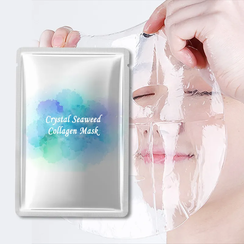 Cristal Algues En Gros Coréen Marque Privée Visage Organique Collagène Éclaircissant Cosmétique Feuille Blanchir Masque Facial