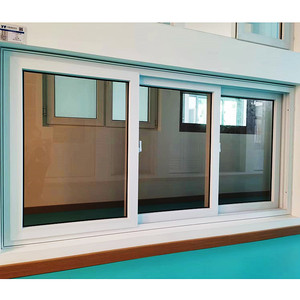 3 parça sürgülü pencere UPVC çerçeve özelleştirilmiş renk kasırga geçirmez çift camlı vinil sürgülü PVC pencereler - Product Image 1