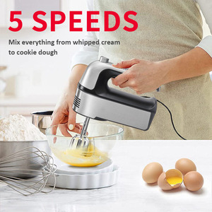 Yeni tasarım 300W Mini taşınabilir el elektrikli krem Blender 5 hız el mikseri gıda ve yumurta için çırpıcı ector düğmesi ile - Product Image 6