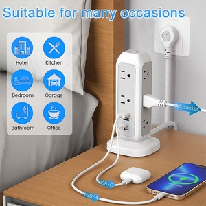 Worldplug Vertical Power Strip Tower Surge Protector Multi Plug Electric Desk Extension Socket Outlet 11 <strong>Way</strong> - Product Image 2