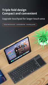 Teclado inalámbrico recargable negro fácil de llevar, teclado inalámbrico Bluetooth plegable Triple para Macbook Tablet, ordenador, teléfono - Product Image 4