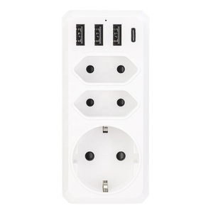 高品质欧盟标准USB C扩展器墙壁电源插座4端口充电多功能条形电压扩展插座 - Product Image 1
