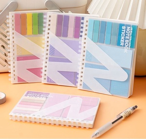 Bloc de notas con forro de cuaderno espiral multifuncional A6 con notas adhesivas, banderas de pestañas de Índice de colores