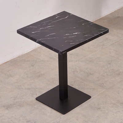 Mesa cuadrada de raíz blanco y negro + placa de acero negro
