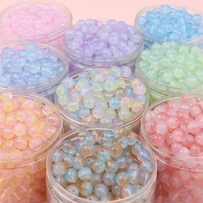 Korean Style Glass Beads Sweet Colorful Protein Czech Round Loose Beads for DIY Handmade Bracelet Necklace Jewelry