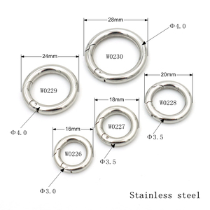 用于钥匙链配件的不同尺寸耐用不锈钢o形环扣圆形弹簧环扣 - Product Image 5