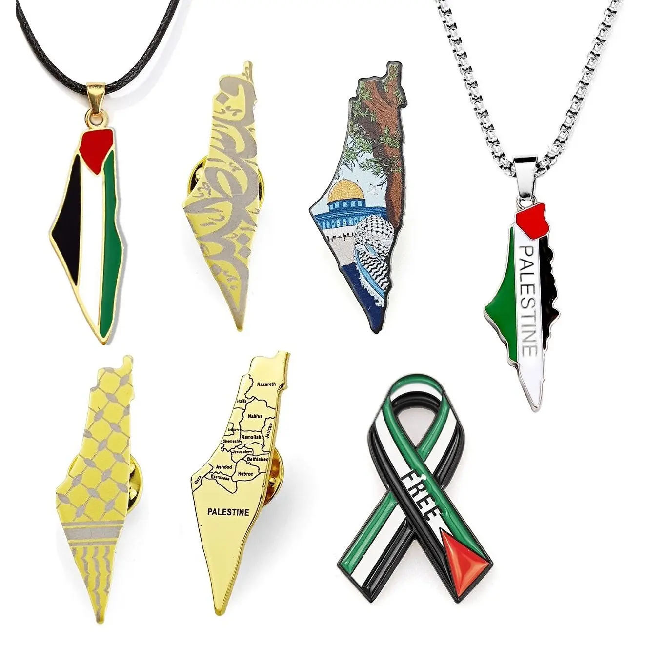 Adesivo de metal para a Palestina, logotipo personalizado, bandeira da Palestina, broche Handala, emblema de palistina, com broche grátis