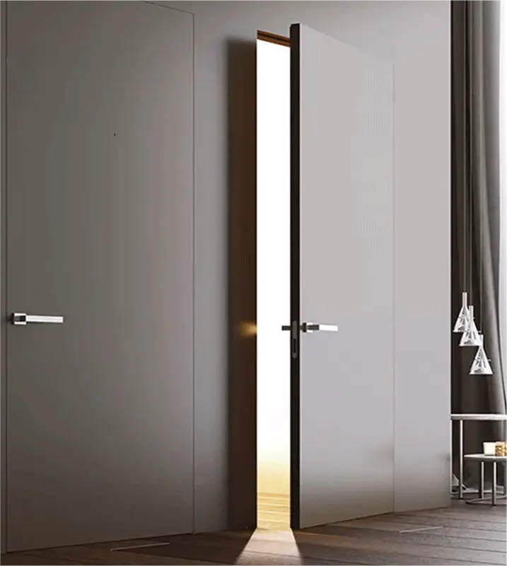 CBMmart interno di alta qualità moderno solido nucleo di legno lastra di legno bianco Frameless impiallacciatura di legno invisibile a filo porta in legno