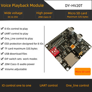 Nuovo modulo di riproduzione vocale 12V/24V di alimentazione 12V/24V modulo di riproduzione vocale 10W/20W che supporta lettore musicale MP3 scheda Micro SD per Arduino - Product Image 6