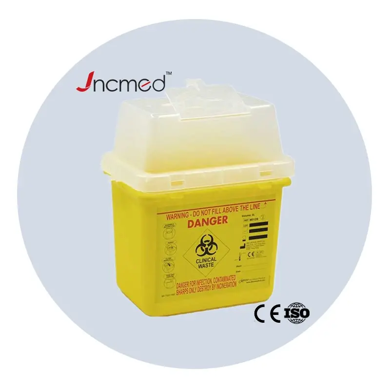 JCMED อุปกรณ์การแพทย์พลาสติกทิ้ง5L Sharps คอนเทนเนอร์
