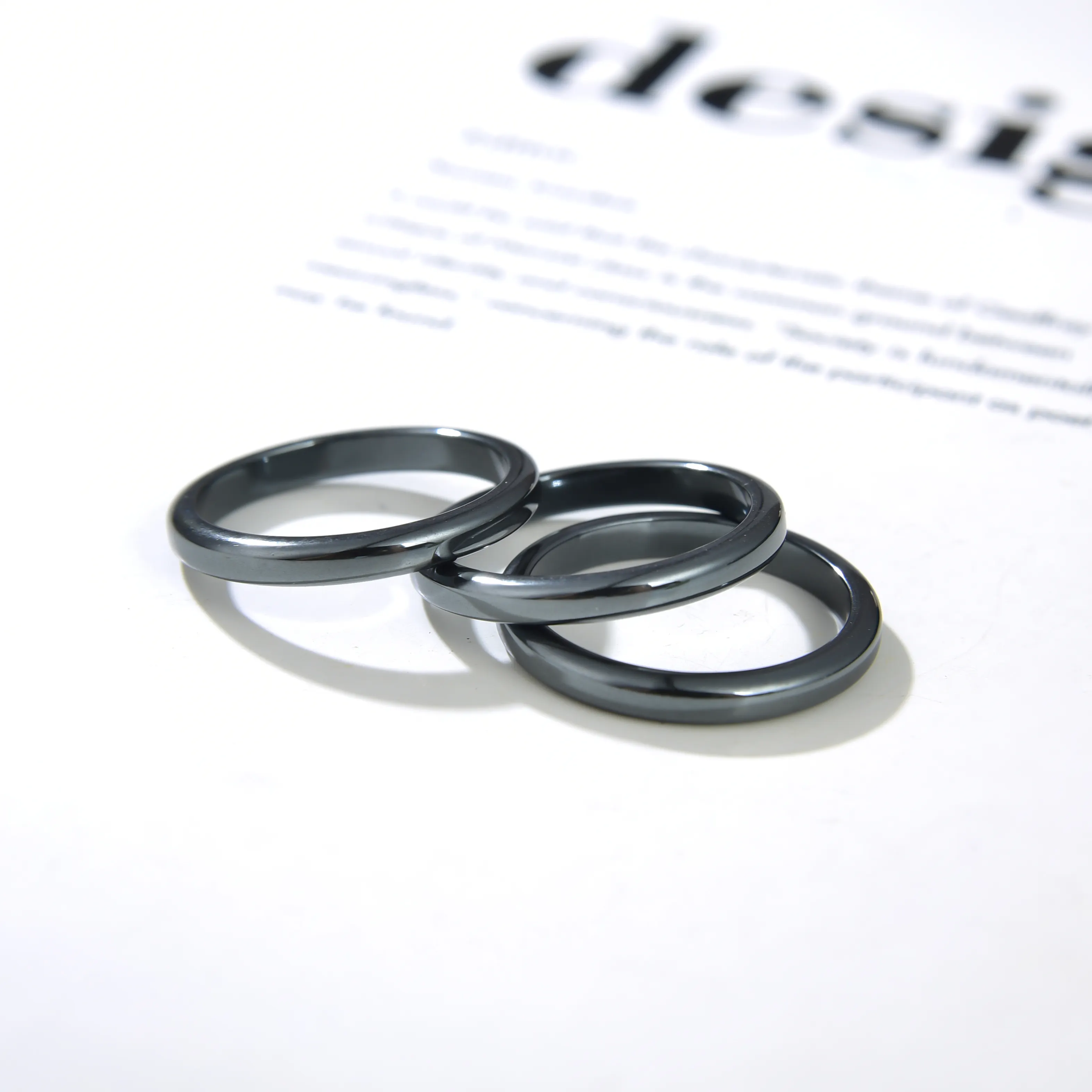 Anelli di alta gioielleria Non magnetici/magnetici in pietra naturale dita piatti 3mm di dimensioni salute pietra ematite anelli per coppia souvenir