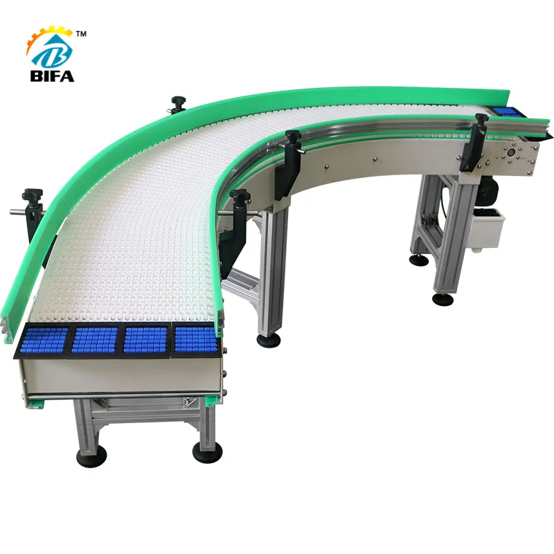 Bifa 45 90 180 Degree Curve Modular Chain Belt Conveyor Production Line nastri trasportatori modulari