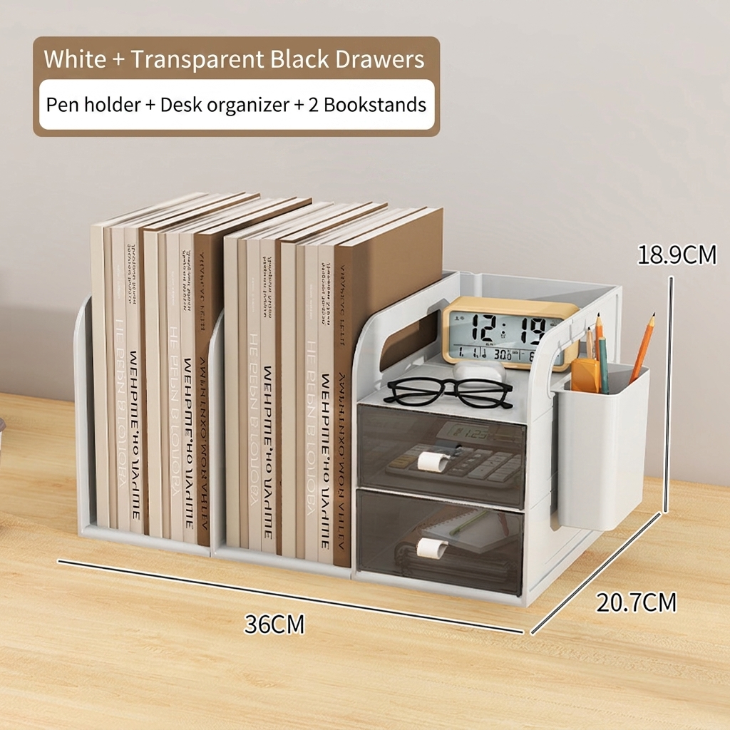 Transparent black: desktop drawer box-2 bookshelf