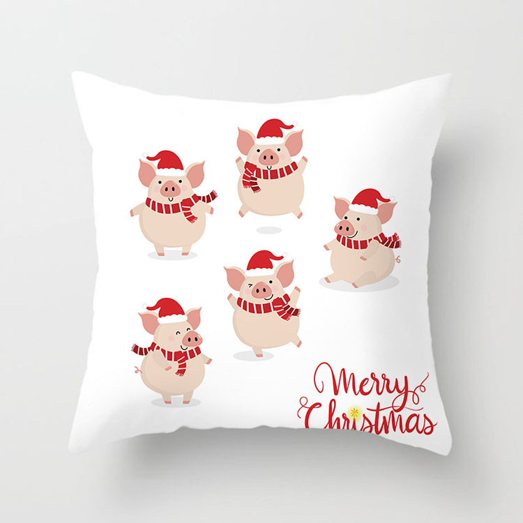 Factory Direct Nordic Style Cushion Cover Custom Christmas Deer Print Cushion Cover
