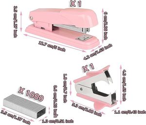 ชุดเครื่องเขียนเครื่องเย็บกระดาษสีชมพูชุดเครื่องเขียนที่เย็บ1000