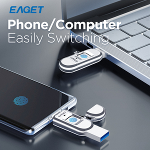 EAGET FU68 Newest 32GB-128GB USB Pen Drive Type-C&amp;USB 3.0 Fingerprint <strong>Encrypted</strong> <strong>Flash</strong> Drive for PC <strong>Memory</strong> Stick - Product Image 5