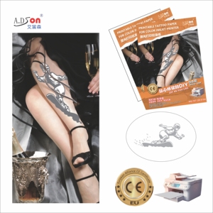 Adson Trắng keo phim tối da Tùy chỉnh hình xăm sticker hình xăm tạm thời tấm A4 A3 Kích thước hình xăm giấy - Product Image 6