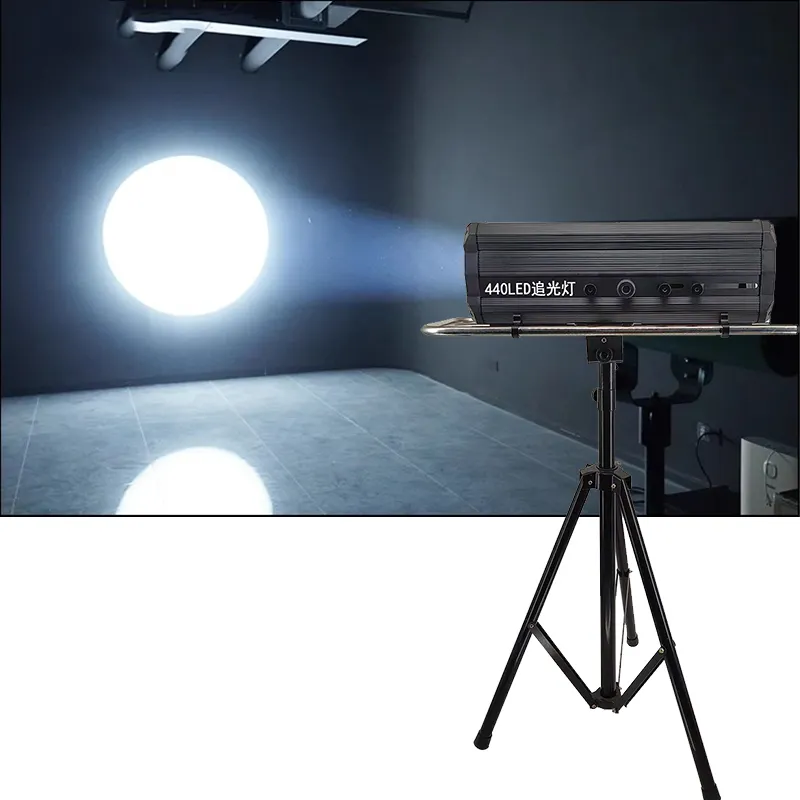 Nuovo arrivo Black Body Led 440W Follow Spot Double Focus Follow People On Stage Wedding Party Holiday