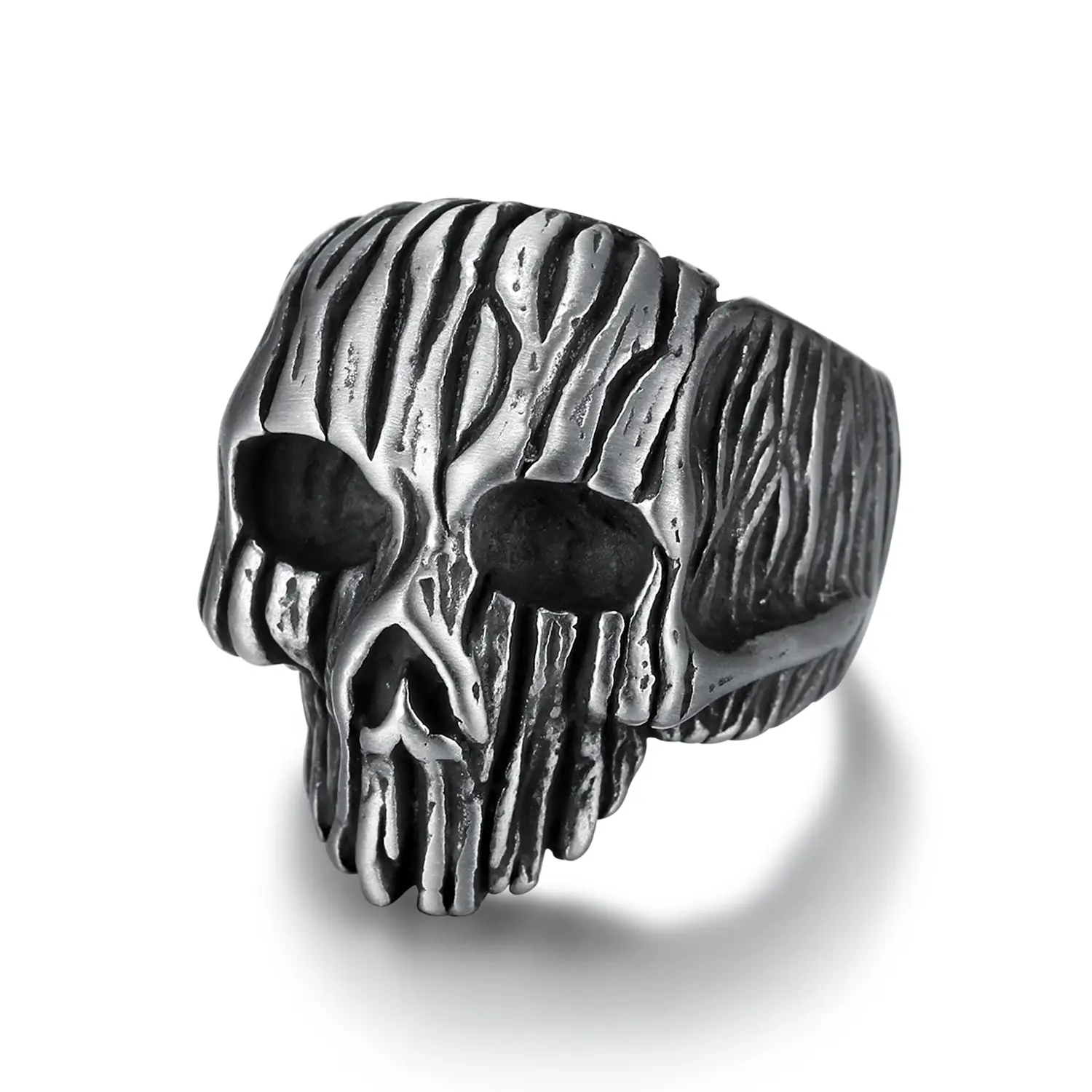 Joyería gótica Punk para hombre, anillo de acero inoxidable para motociclista, anillos de plata con calavera para hombre