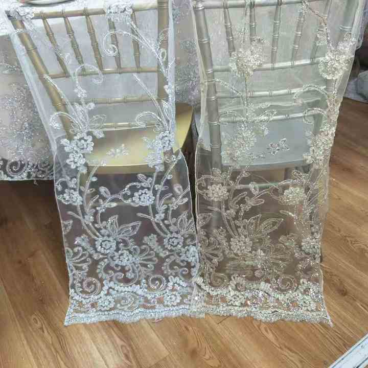 C008 - 3d New Fancy Luxury Gold Embroidery Flower Lace Chair Back Decoration Covers for Wedding Events