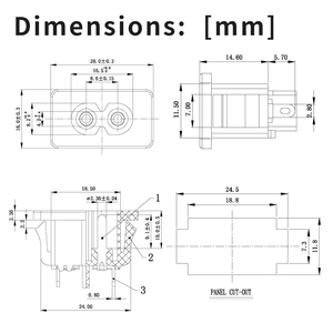 LZ-8-6S1 IEC เต้ารับขั้วต่อช่องเสียบ C8 2ขาเต้าเสียบไฟฟ้ากระแสสลับปลั๊กไฟอุตสาหกรรม - Product Image 6