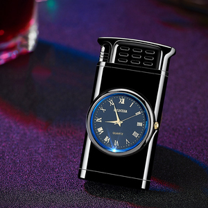 Fashion Design Blue Flame <strong>Lighter</strong> <strong>with</strong> Lighting <strong>Function</strong> Quartz Watch Dial Portable Commercial Cigarette <strong>Lighter</strong> for Gift - Product Image 2