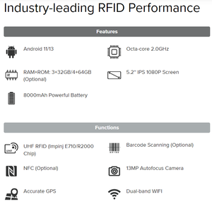 Portable <strong>Long</strong> Range Android <strong>RFID</strong> <strong>Reader</strong> Wireless NFC WIFI Handheld UHF <strong>RFID</strong> <strong>Reader</strong> for Inventory - Product Image 4