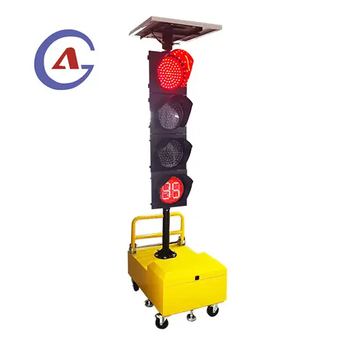 200mm led solar temporary traffic signal light with countdown timer