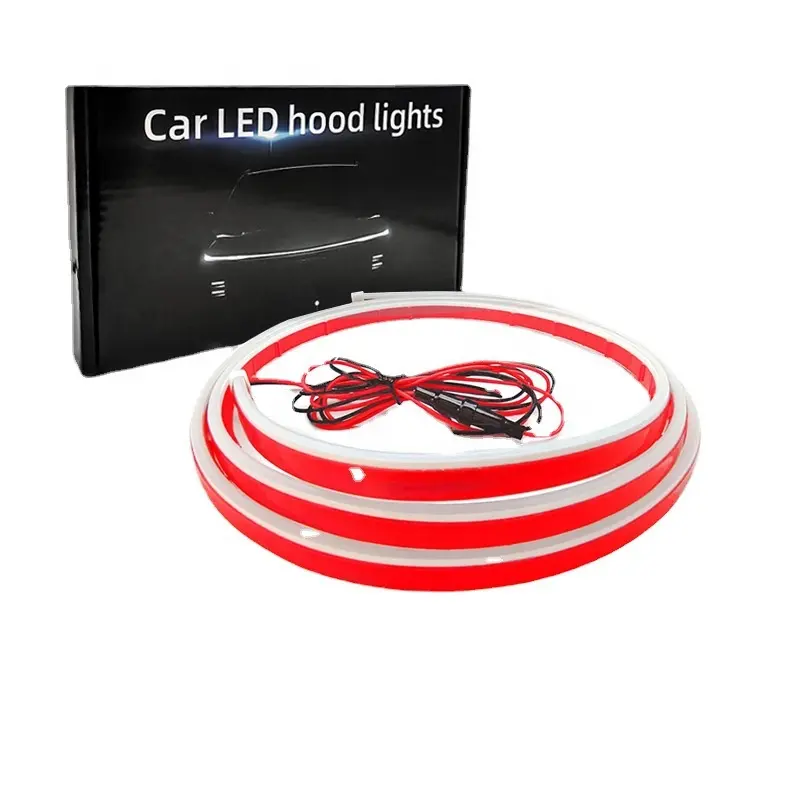 LEDカーフードライトストリップフレキシブルオートエンジンカバーデコレーション雰囲気ランプ改造カーフードデイタイムランニングライト