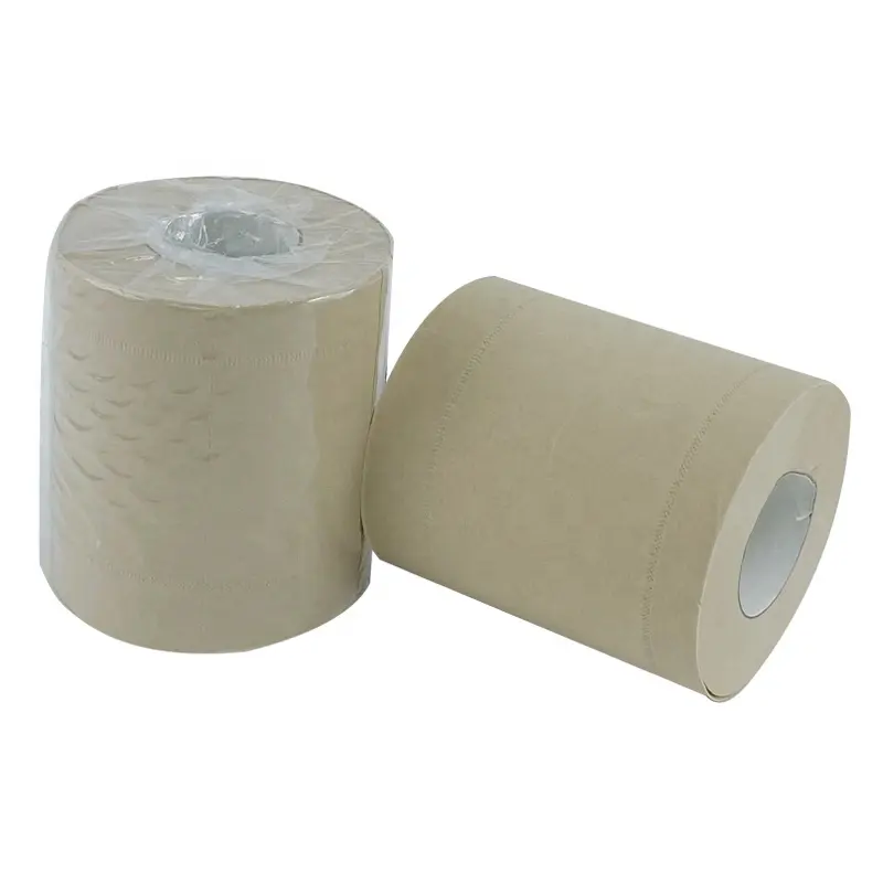Fabricant de rouleaux de papier hygiénique en bambou non blanchi avec logo personnalisé, papier toilette 3 plis pour salle de bain
