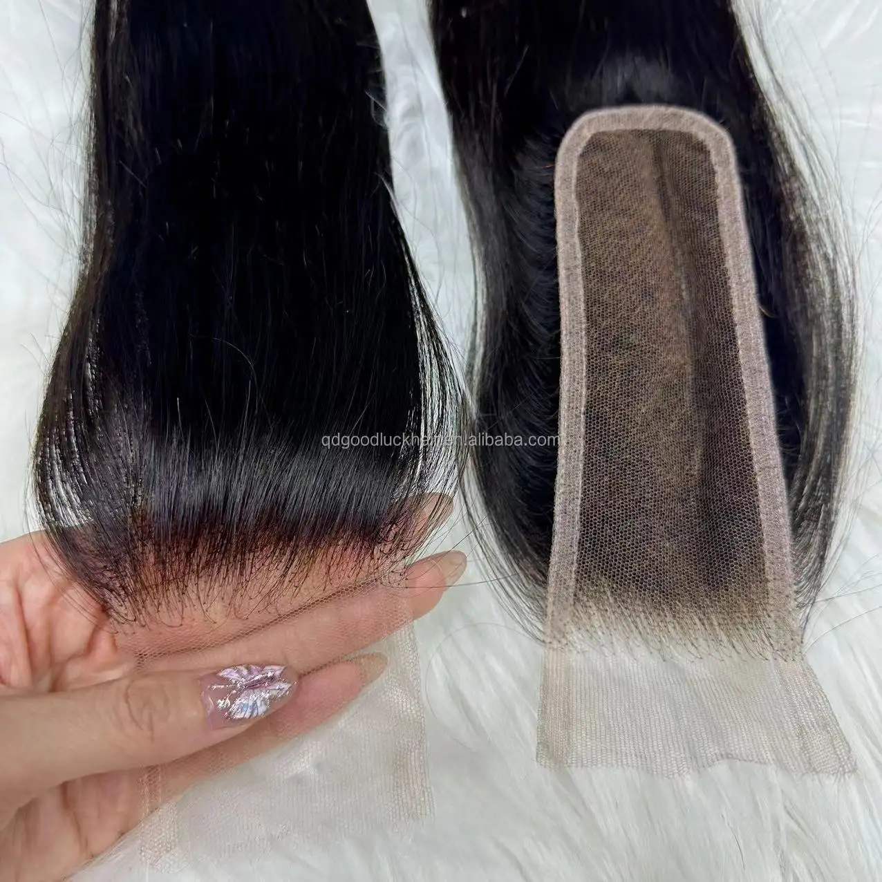 Goodluck cabelo cambojano barato fino & filme 2x6 hd brasileiro ondulado preplucked hd fechamento do laço cabelo cru 2x6 hd fechamento do laço