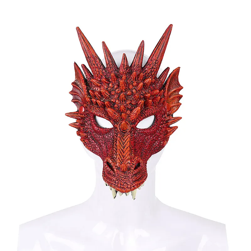 Maschera Cosplay PU maschera testa di drago schiumata per Festival Halloween 3D maschera animale puntelli per feste