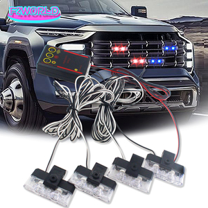 Perfect <strong>LED</strong> Car Modification Wireless Remote Control <strong>12V</strong> One Trailer Four <strong>Red</strong> and Blue Grille Clip Flashing Light - Product Image 1