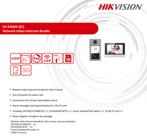 Hikvision Kit citofono Video IP da 7 pollici DS-KIS604-S(C) Smart Door Network Video pulsante di una chiamata Hik-Connect App di controllo Mobile